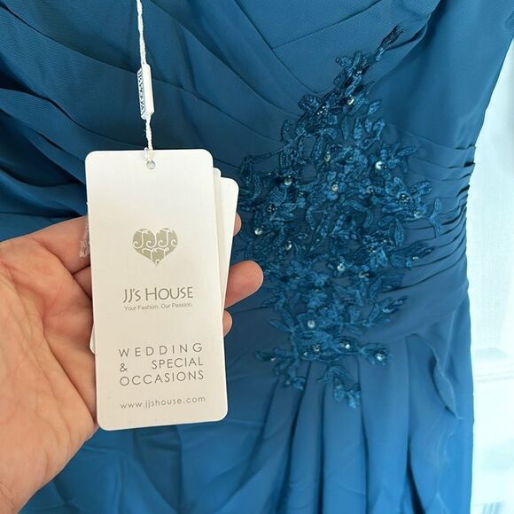 JJ's House Chiffon Ruffle Gown Wedding & Special Occasion Ink Blue Women Size 6 - Picture 4 of 5